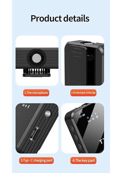 Kablosuz Yaka Mikrofonu Tekli Mikrofon iPhone 16 ile Uyumlu Type-C Portlu Telefon Pc Tablet Video Kayıt Röportaj Canlı Yayın Vlog Kablosuz Mikrofon 1026 modelleri