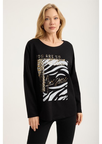 Yaldızlı Leoparlı Bluz