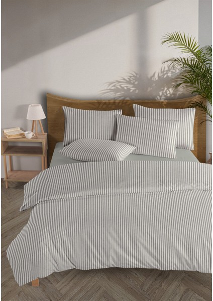 Striped %100 Pamuk Ranforce Yezra Haki Ipliği Boyalı Nevresim Takımı Çift Kişilik - 200X220 cm fiyatları