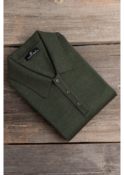 Polo Yaka Battal (Büyük Boy) Yünlü Triko Kazak