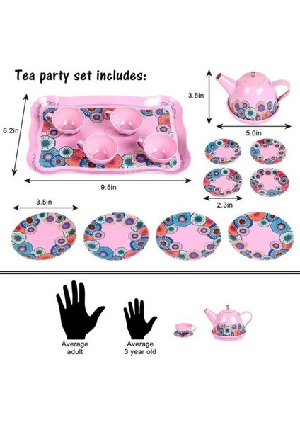 15 Parça Tepsili Çantalı Metal Evcilik Mutfak Eğitici Çocuk Oyuncak Çay Seti fiyatları