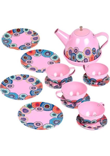 15 Parça Tepsili Çantalı Metal Evcilik Mutfak Eğitici Çocuk Oyuncak Çay Seti modelleri