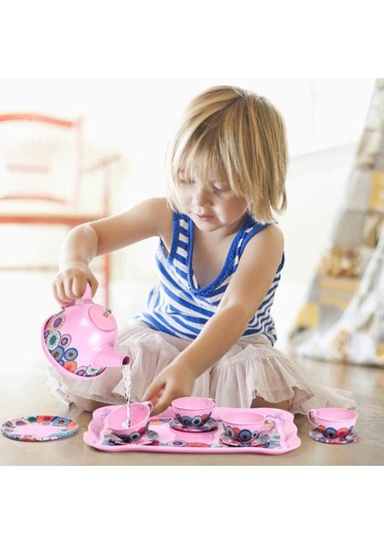 15 Parça Tepsili Çantalı Metal Evcilik Mutfak Eğitici Çocuk Oyuncak Çay Seti indirimleri