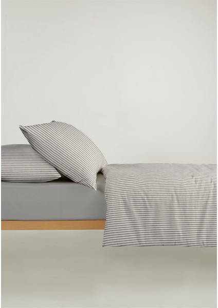 Striped %100 Pamuk Ranforce Yezra Haki Ipliği Boyalı Nevresim Takımı Çift Kişilik - 200X220 cm fırsatları