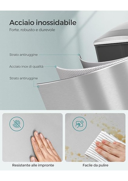 Mutfak Çöp Kutusu, 48 Litre, Dar, Çöp Kutusu, Dar Alanlar Için Pedallı Çöp Kutusu, Yavaş Kapanan Kapaklı ve Iç Kovalı Mutfak Çöp Kutusu, Paslanmaz Çelik, 15 Çöp Torbası Dahil, Gümüş fırsatları