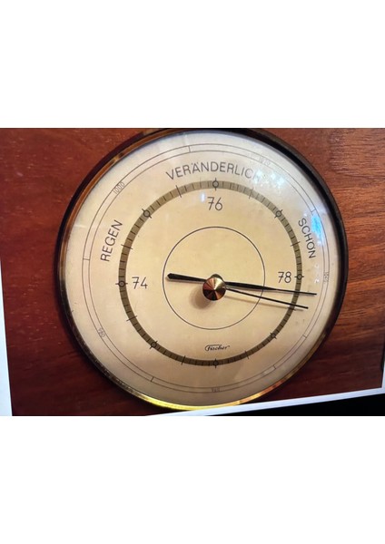 Ahşap Kaidesinde Fischer Derece ve Barometre 19 cm 14 cm Ölçülerinde indirimleri