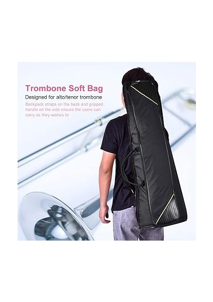 Trombon Konser Çantası, Taşınabilir Alto/tenor Trombon Çantası, Müzik Aletleri Için Siyah Yumuşak Kılıf, Ayarlanabilir Kayışlı Hafif Çanta, Seyahat ve Saklama Için Ideal fiyatları