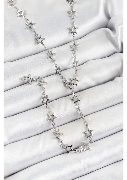 Bfs Pirinç Gümüş Renk Yıldızlı Kadın Y Kolye fiyatları