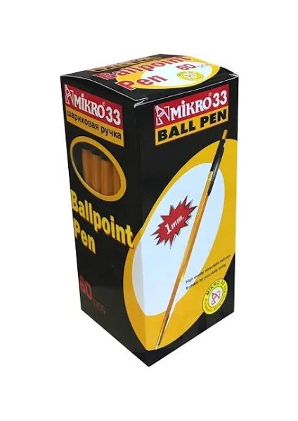 33 Ball Pen Tükenmez Siyah 60'lı Kt