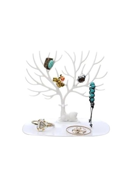 Geyik Tasarımlı Takı Yüzük Küpe Kolye Askılığı Mücevher Organizer Askı Beyaz modelleri