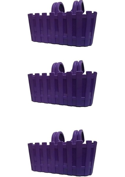 Akasya Çift Askılı Saksı, 30 cm Çit Balkon Saksı (Mor)