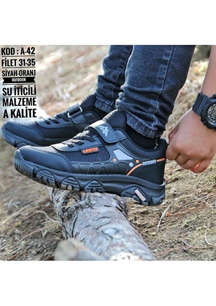 Çocuk Unisex Spor Microlight Taban Su Itici Kumaş Cırtlı Trekking Ayakkabı