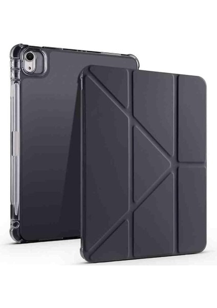 Air 13 Ile Uyumlu 2025 M3 Kalem Bölmeli Standlı Akıllı Fuchsia Trifolding Tablet Kılıfı Siyah