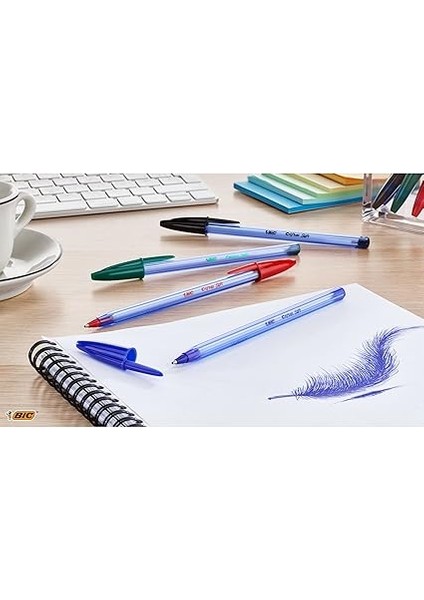 Cristal Soft Tükenmez Kalem, Mavi, 50'li Kutu, 1.2 mm Orta Kalınlıkta Uç, Şeffaf Gövde, Delikli Kapak indirimleri