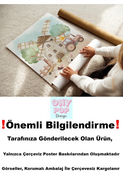 Çiftlik Hayvan Temalı Isimli 2'li Çocuk Odası Dekoratif Poster Seti - Çerçevesiz indirimleri