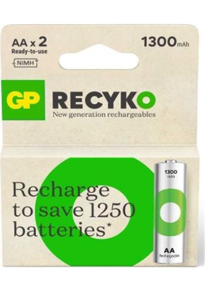 Aa 1300 Mah Şarjlı Kalem Pil 2'li Paket GP130AAHCEMTR-2GB