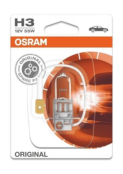 H3 12V 55W Orijinal Halojen Far Ampülü, 1 Adet Blister Ambalaj
