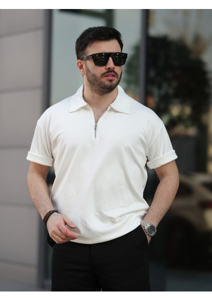 Oversize Bol Kalıp Fermuarlı Polo Yaka Tshirt modelleri