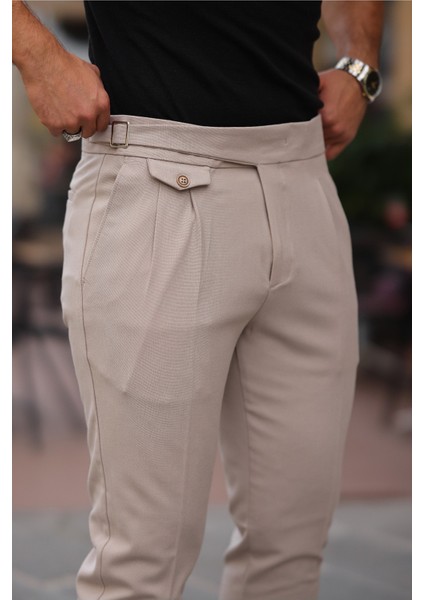 Kemer Detaylı Kuşaklı Old Money Kumaş Pantolon