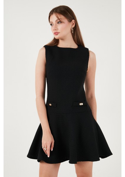 Pamuklu Regular Fit Bisiklet Yaka Düğme Detaylı A Kesim Mini Elbise Bayan Elbise 6525687 fırsatları