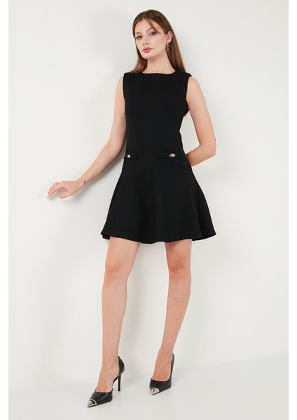 Pamuklu Regular Fit Bisiklet Yaka Düğme Detaylı A Kesim Mini Elbise Bayan Elbise 6525687 indirimleri