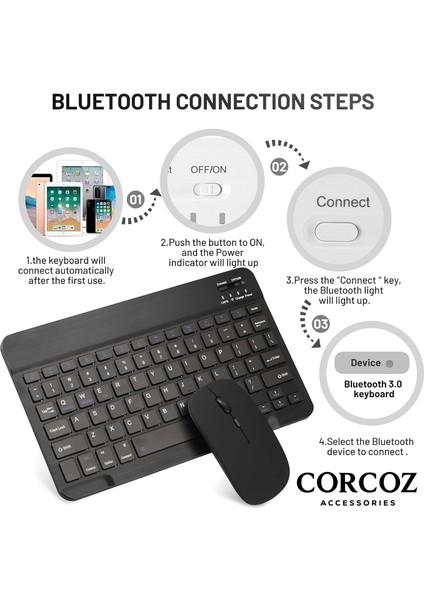 Xiaomi Mi Pad 6 11 Inch Ile Uyumlu Türkçe Bluetooth Klavye +Bluetooth Mouse CZ47 fiyatları