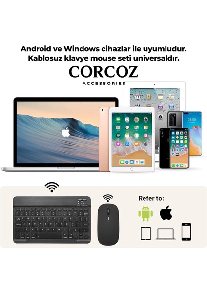 Xiaomi Mi Pad 6 11 Inch Ile Uyumlu Türkçe Bluetooth Klavye +Bluetooth Mouse CZ47 fırsatları