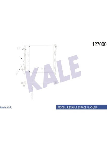 -0529292AL-127000 - Su Radyatörü Renault Laguna Espace 1.6/2.0 16V 1.8 94=> (At/mt) (Ac) [mekanik] [560X414,5X28]