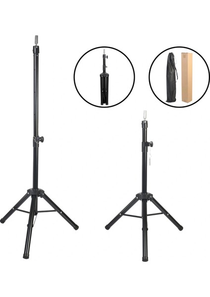 Kuaför Eğitim Mankeni Için Metal Tripod - Siyah + Taşıma Çantası