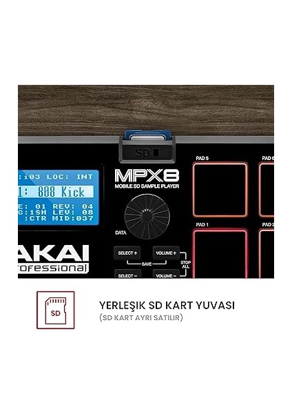 Professional Mpx8 - Sample Pad Controller 8 Performansa Hazır Hıza Duyarlı Pedli, Mıdı Bağlantısı ve Yerleşik Sd Kart Yuvasına Sahip Taşınabilir Örnek, Siyah fırsatları