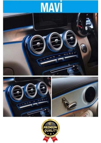 Premium Dekoratif Modern Canlı Görünüm Araç Içi Torpido Kapı Döşeme Fitili 5 Metre Mavi Trim Şeridi fiyatları