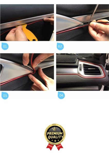 Premium Dekoratif Modern Canlı Görünüm Araç Içi Torpido Kapı Döşeme Fitili 5 Metre Mavi Trim Şeridi fırsatları