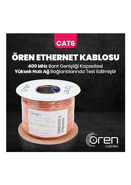 Kablo 100M Cat6 Utp Ethernet Ağ Kablosu Lszh 23 Awg (Turuncu) modelleri
