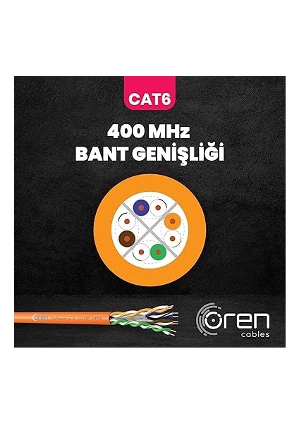 Kablo 100M Cat6 Utp Ethernet Ağ Kablosu Lszh 23 Awg (Turuncu) indirimleri