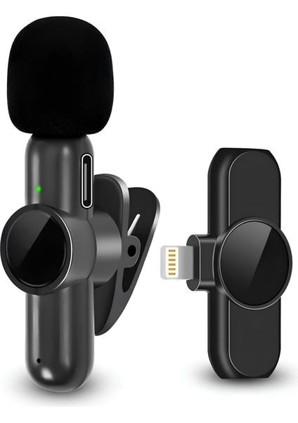 Type C Uyumlu Iphone Dönüştürücülü Kablosuz Yaka Mikrofonu Android ve Iphone Uyumlu Mini Mikrofon