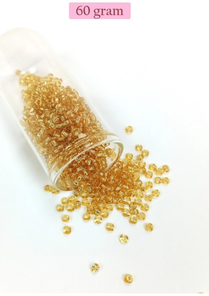 Litaetrend Dökme Cam Kum Boncuk (8/0) 3 mm - 60 Gram - Şeffaf Koyu Sarı - BNC217