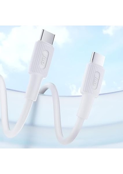 60W USB Type-C To Type-C Silikon Hızlı Şarj ve Data Kablosu Beyaz 2 Metre fiyatları