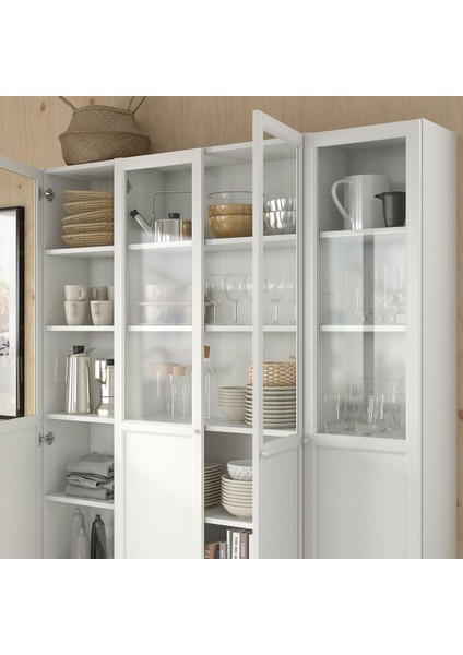 Cam/panel kapaklı kitaplık, beyaz, 160x202 cm, 4 kapaklı fırsatları