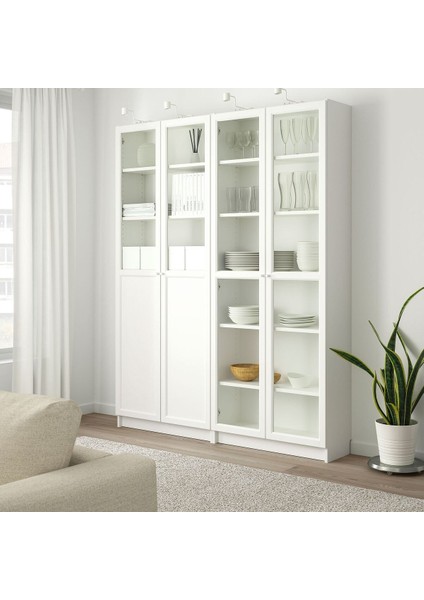 Cam kapaklı kitaplık, beyaz, 160x30x202 cm, 4 kapaklı fiyatları