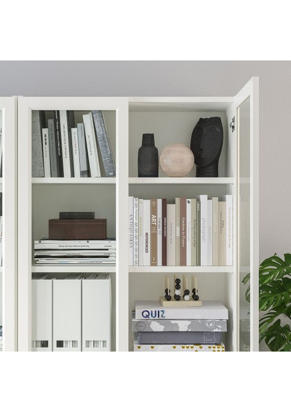 Cam kapaklı kitaplık, beyaz, 160x30x202 cm, 4 kapaklı fırsatları