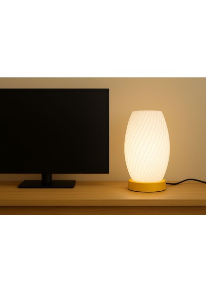 Çizgili Spiral Tasarımlı Modern Masa Lambası – Dekoratif Abajur ve Gece Lambası | E27 Uyumlu Kablolu LED Aydınlatma fiyatları