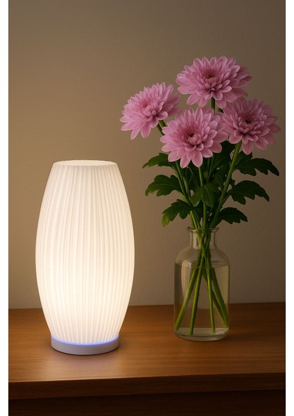 Çizgili Spiral Tasarımlı Modern Masa Lambası – Dekoratif Abajur ve Gece Lambası | E27 Uyumlu Kablolu LED Aydınlatma