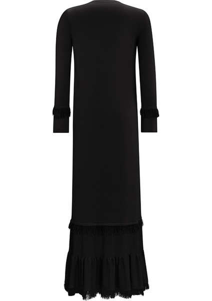 T25Y-4000 Mıssdalıda Püskül Detaylı Triko Uzun Elbise modelleri