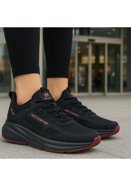 Unisex Fuspetli Su Geçirmez Spor Ayakkabı - Siyah Kırmızı indirimleri