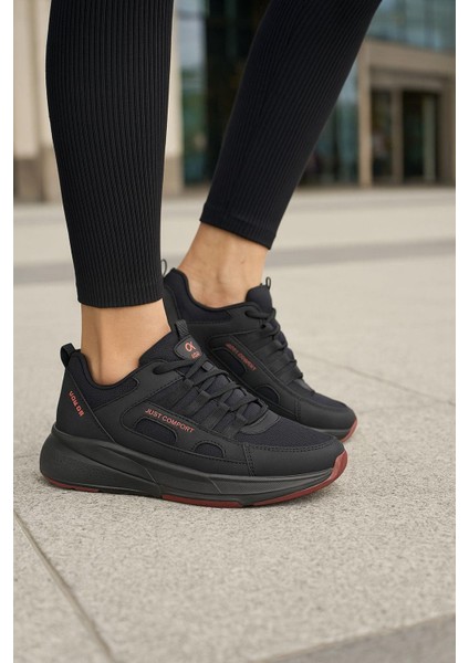 Unisex Fuspetli Su Geçirmez Spor Ayakkabı - Siyah Kırmızı