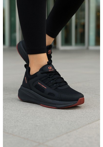 Unisex Fuspetli Su Geçirmez Spor Ayakkabı - Siyah Kırmızı