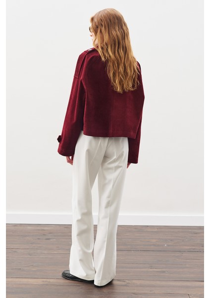 Süet Trenç Ceket Bordo