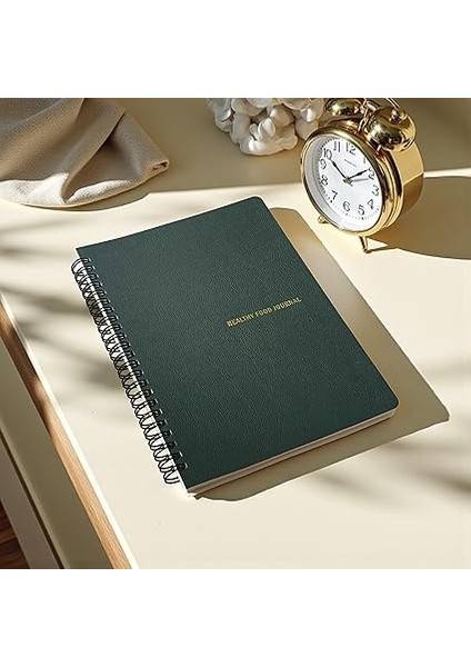 Tanıtım 12 Haftalık A5 Beslenme ve Kilo Takip Planlayıcı Defter | Spiralli, Suni Deri Kapaklı, Günlük ve Haftalık Takip | Healthy Food Journal (Haki) fırsatları