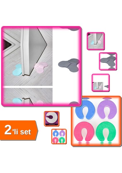3 x 3 Kademeli Kapı Stoperi + Kapı Durdurucu Sünger - 2li Set XYZ789