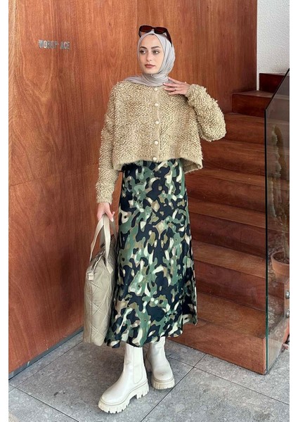 Yumoş Havlu Desen Hırka Sütlü Kahve